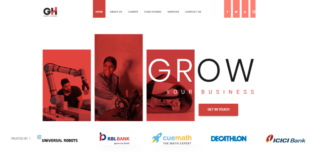 Growth Hackers Digital homepage
