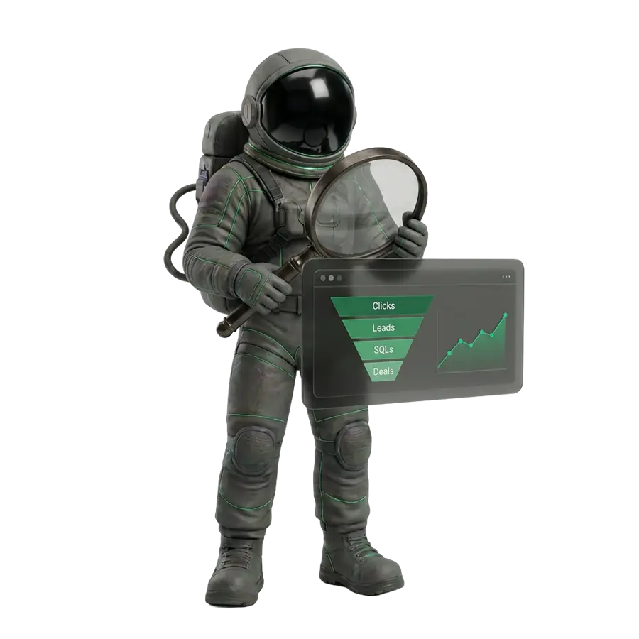 Astronaut assembling a growth engine