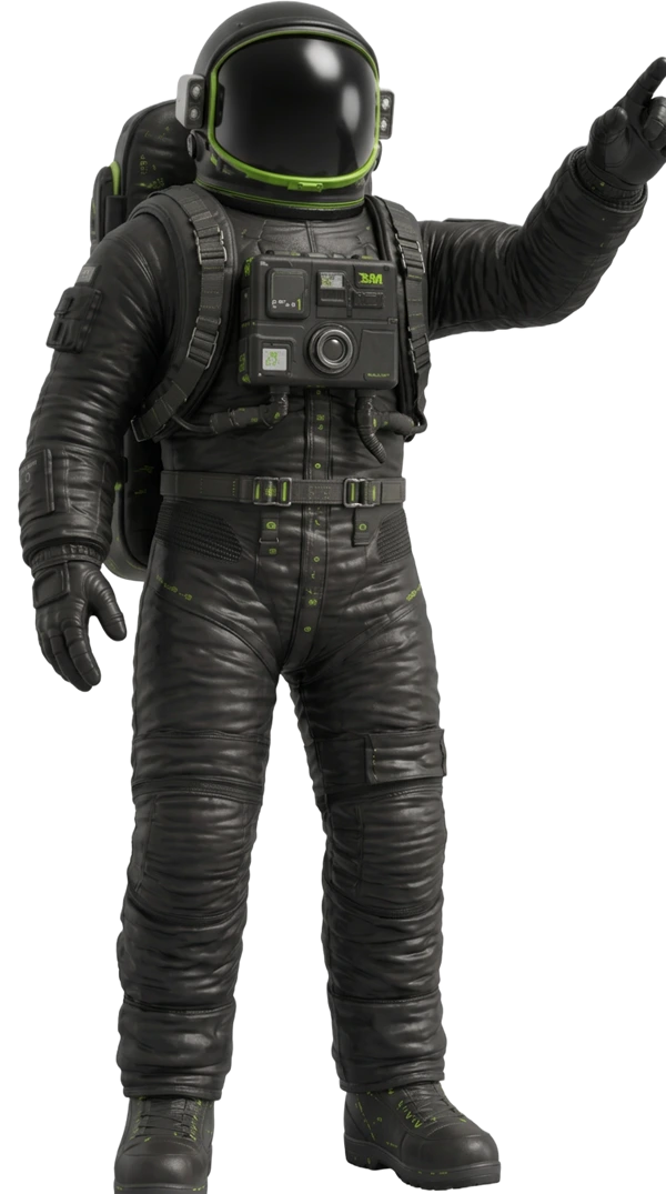 Astronaut pointing upward