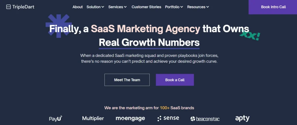 TripleDart SaaS marketing agency home page