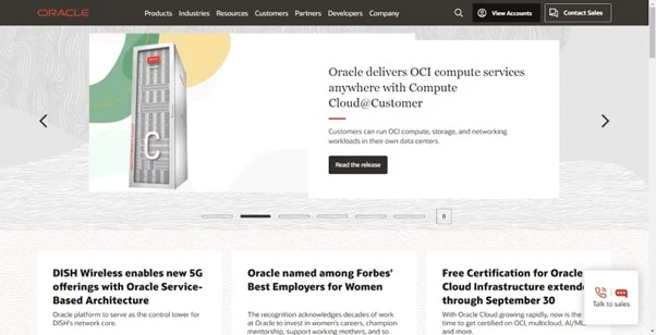  Oracle homepage
