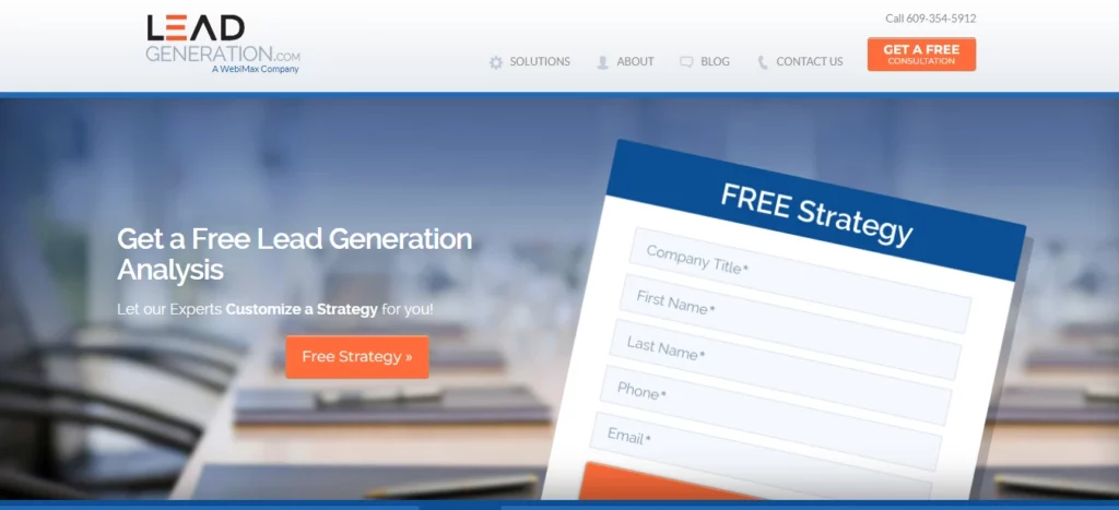 lead generation.com homepage