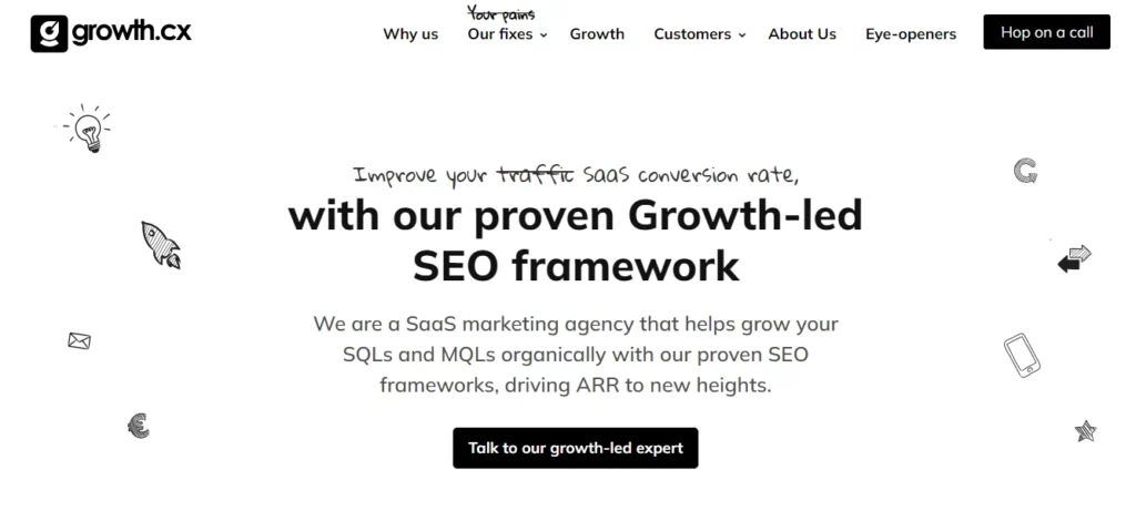 growth.cx growth-led SEO service page

