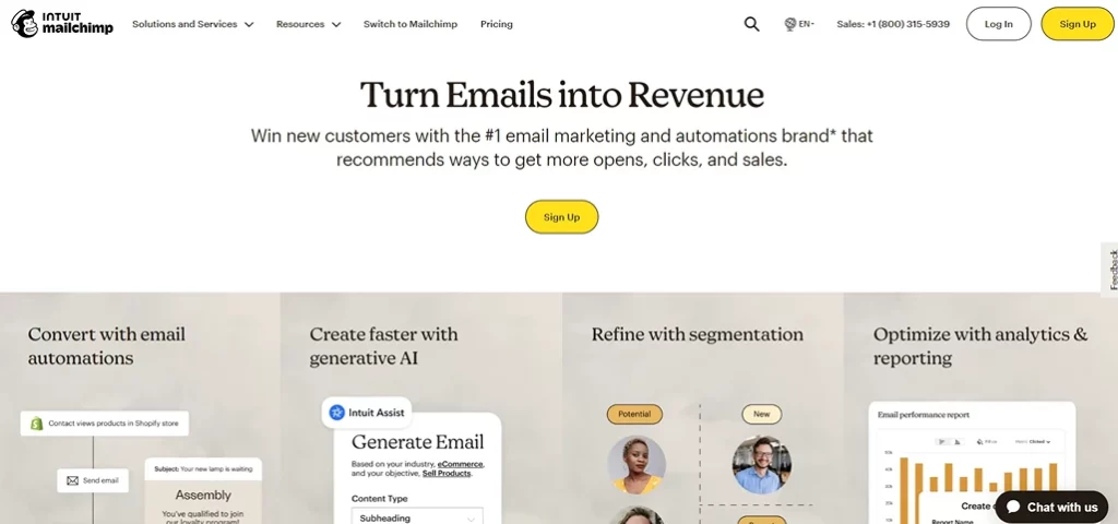 Mailchimp home page