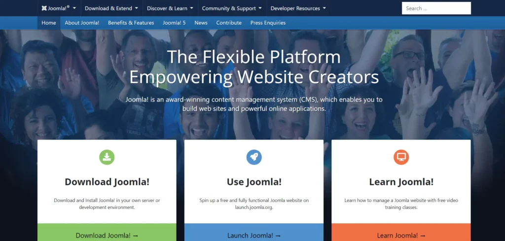 Joomla home page