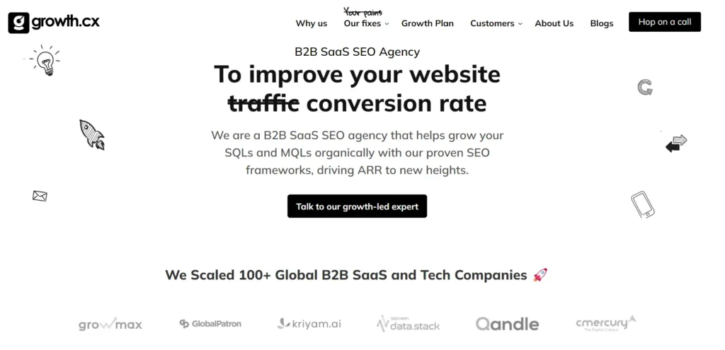 growth.cx SaaS SEO agency homepage