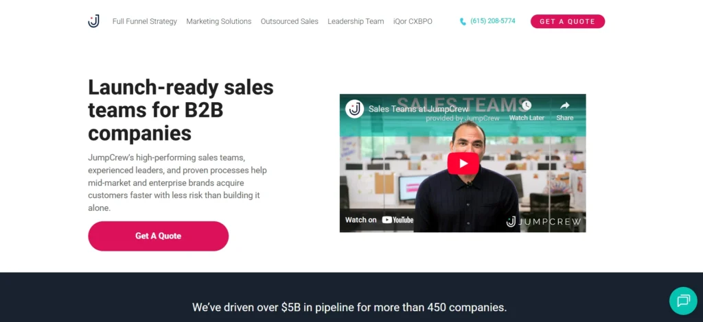 Jumpcrew sales as a service agency Homepage