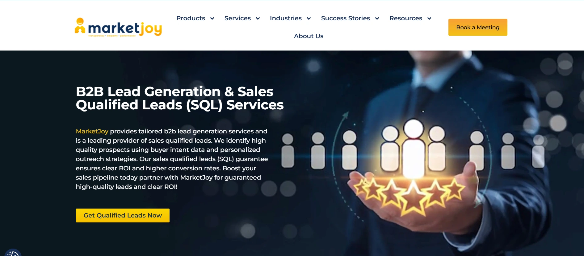 MarketJoy Sales as a service agency home page