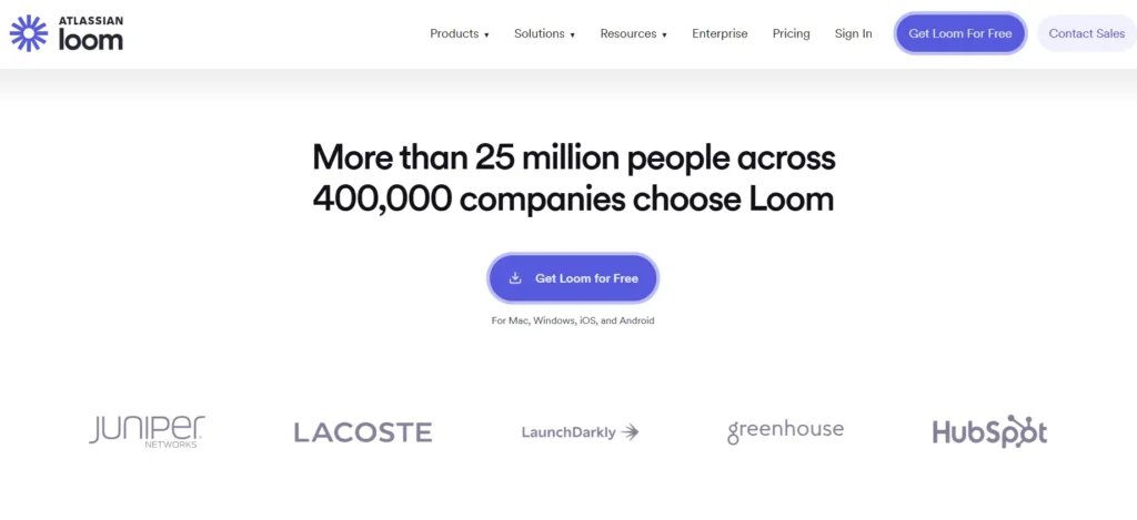 Atlassian loom saas landing page
