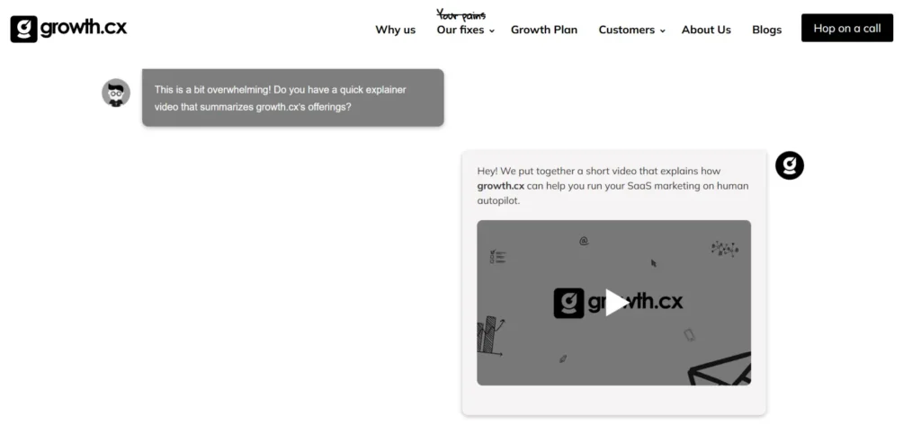 growth.cx saas landing page