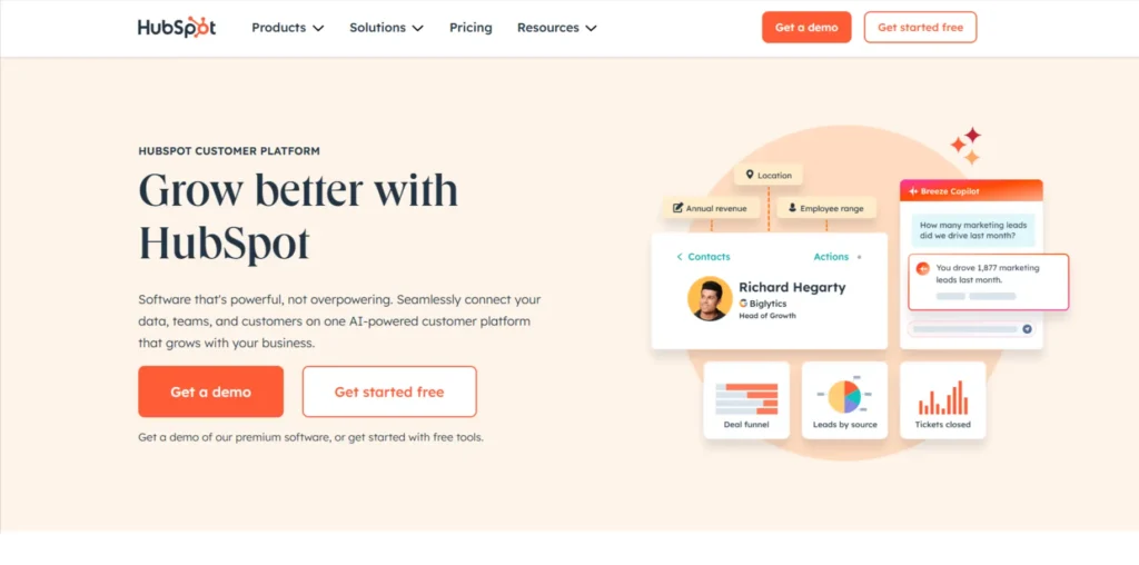 HubSpot SaaS landing page