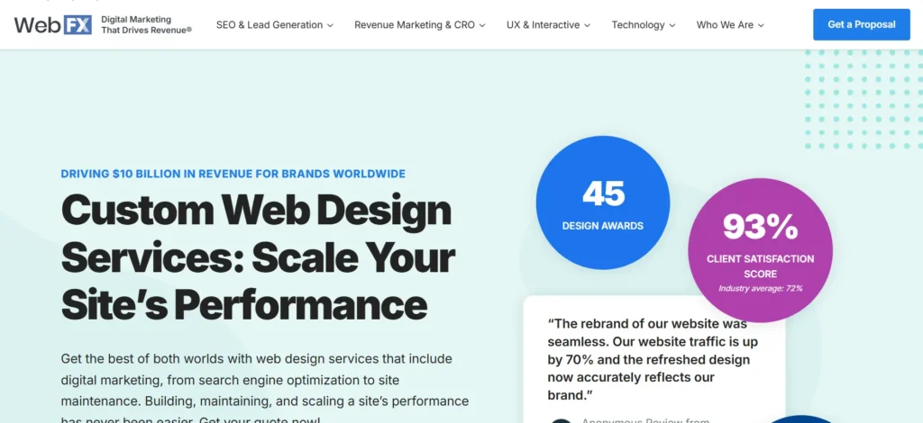 WebFX website design services