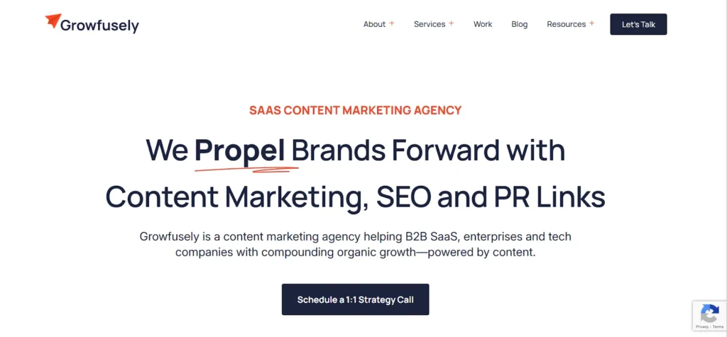 Growfusely saas seo agency home page