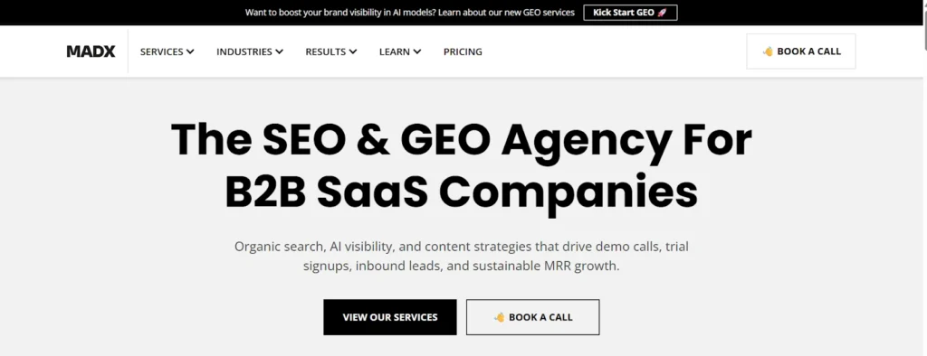 MADX SaaS seo services home page
