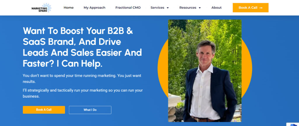 Marketing Spark saas fractional CMO agency homepage
