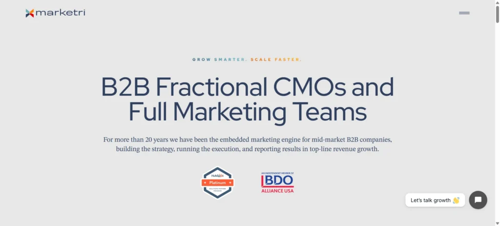 Marketri fractional CMO agency homepage