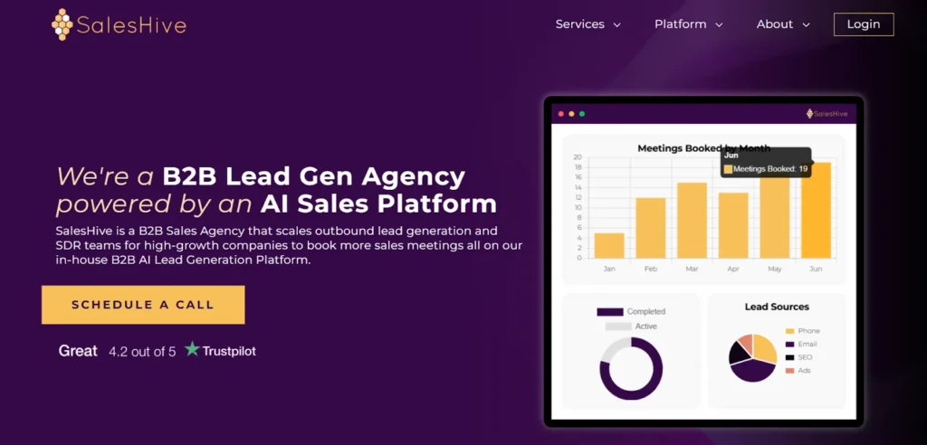 SalesHive b2b cold email agency home page