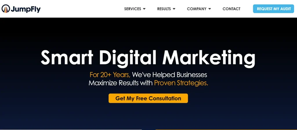 Jumpfly, the best performance marketing agency homepage
