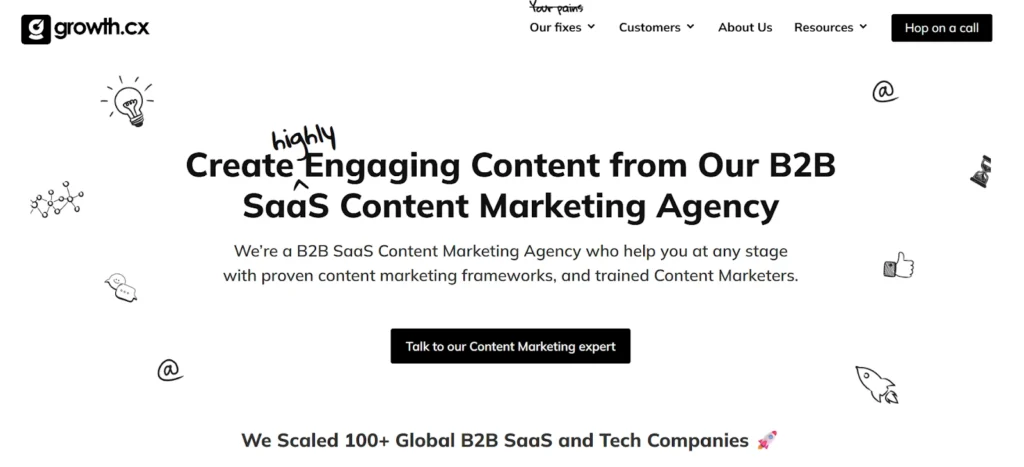 growth.cx b2b saas content marketing agency home page
