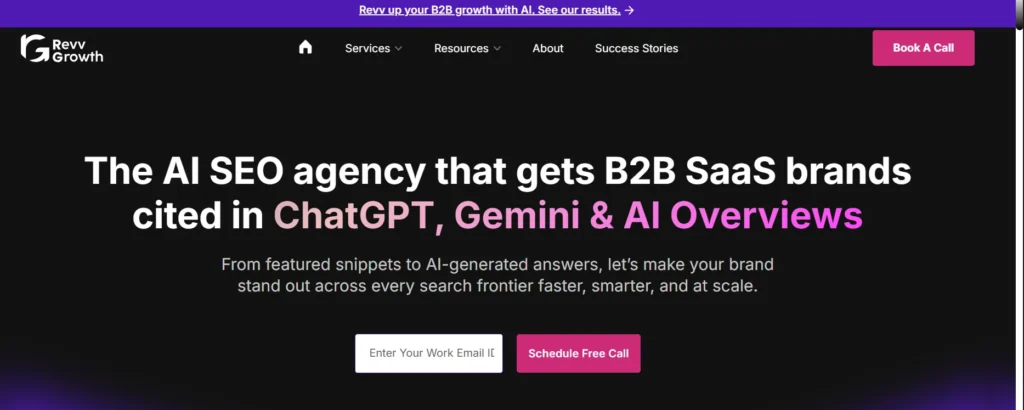 RevvGrowth AI SEO agency homepage