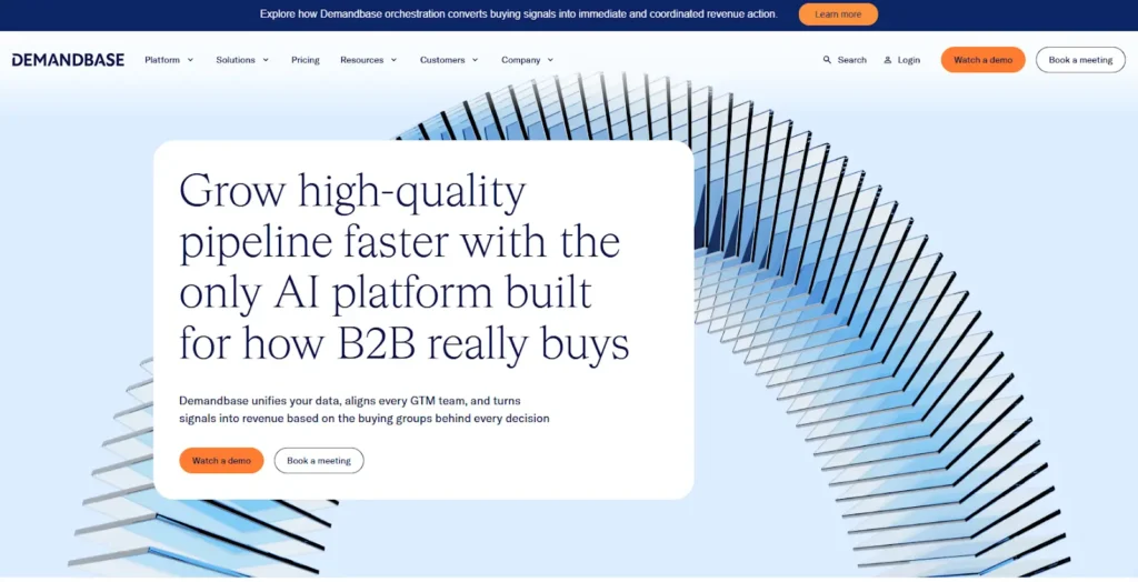 Demandbase Home Page for B2B Saas Business
