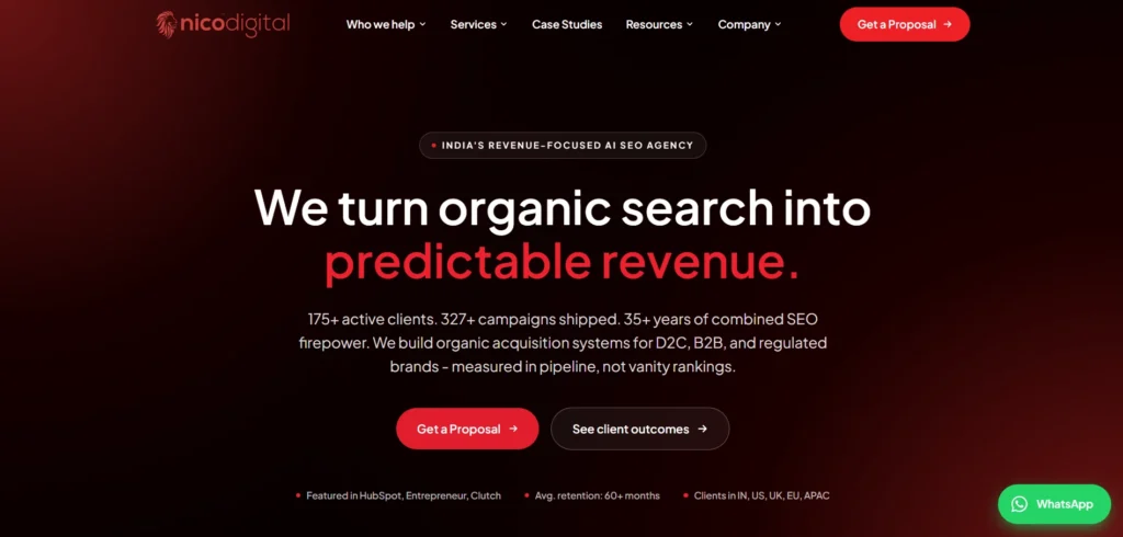 Showing Nico Digital  saas marketing agency in Bangalore website home page
