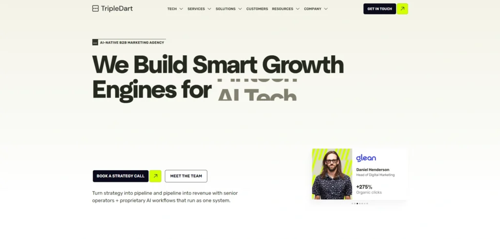 Tripledart saas marketing agency in Bangalore website home page
