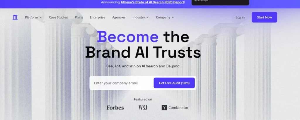  An image of AthenaHQ’s homepage.