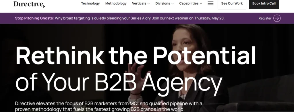 An image of Directive’s homepage.
