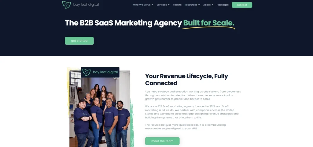 Bay Leaf Digital b2b saas product marketing agency homa page
