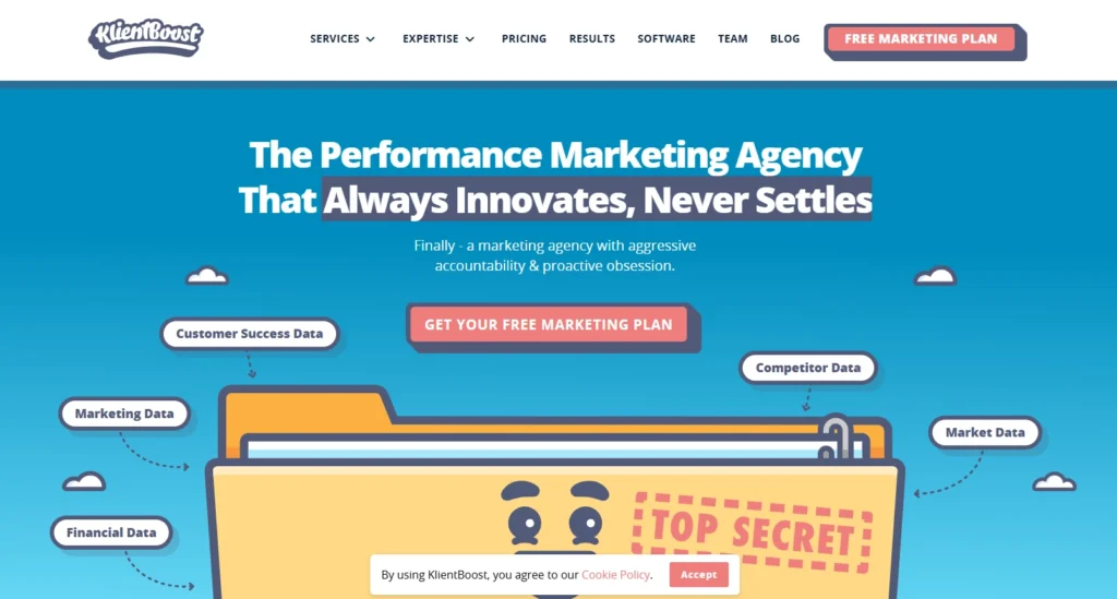 Homepage of KlientBoost
