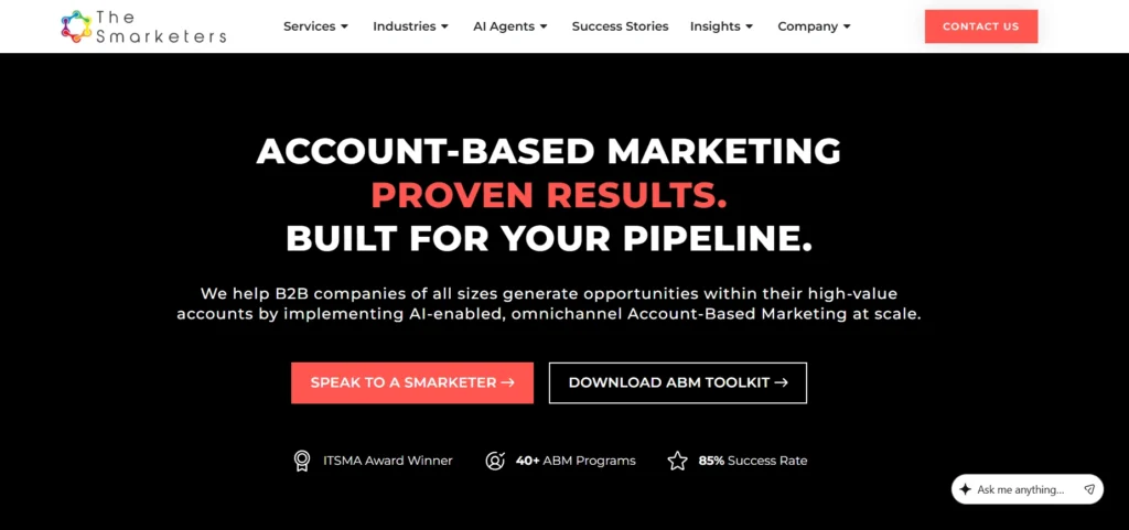 The Smarketers ABM Agency home page
