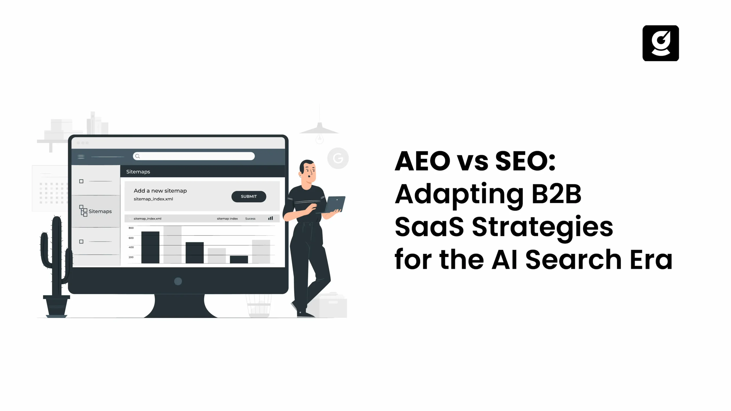 Blog Banner Illustrating DIfference Between AEO vs SEO for B2B SaaS