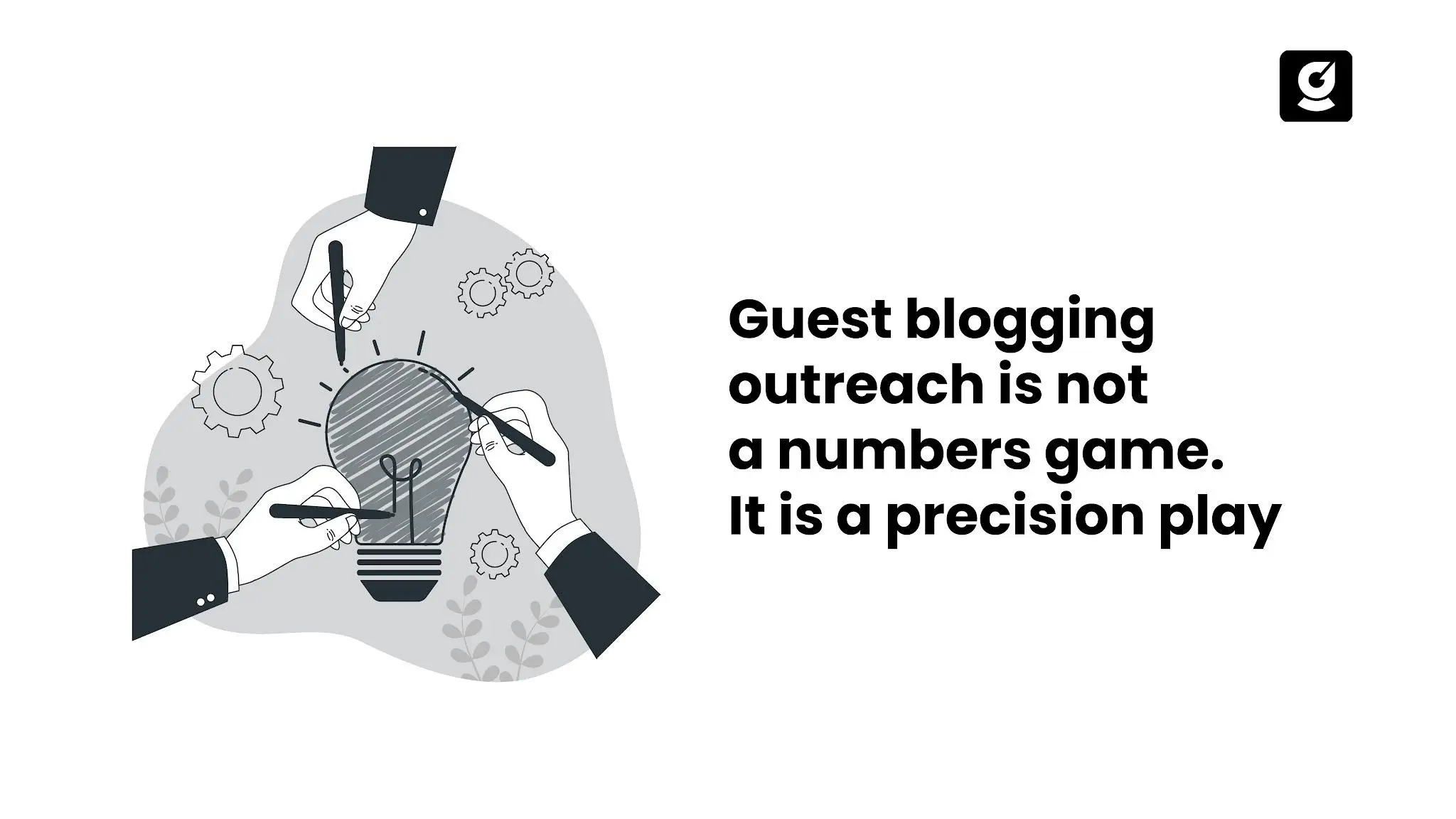 Blog Banner image showing a B2B marketer executing guest blogging, from finding high-authority sites to securing published posts with quality backlinks