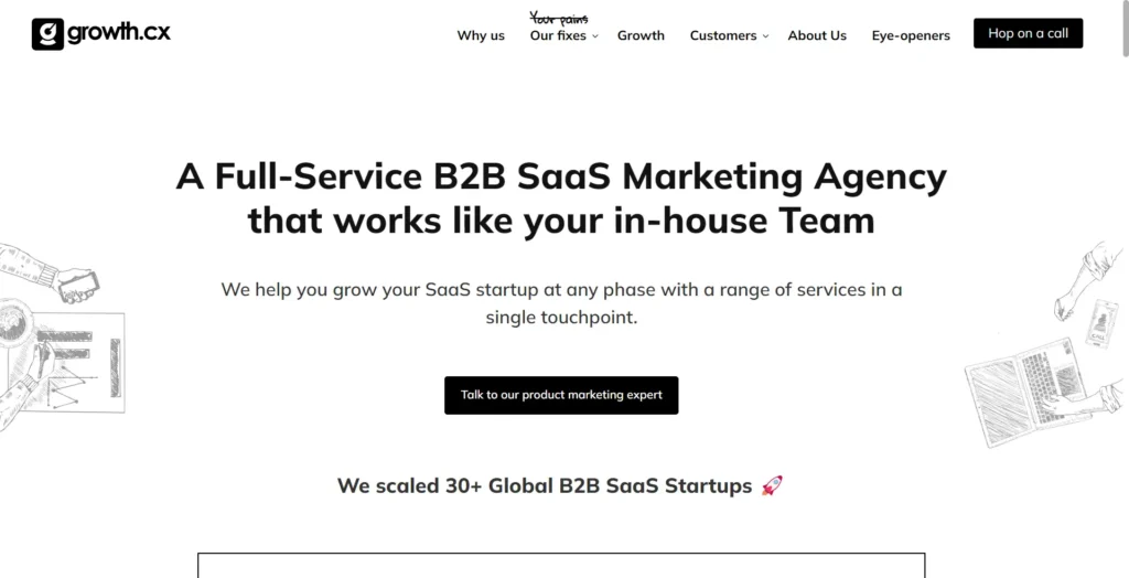 B2B SaaS growth marketing agency landing page. 