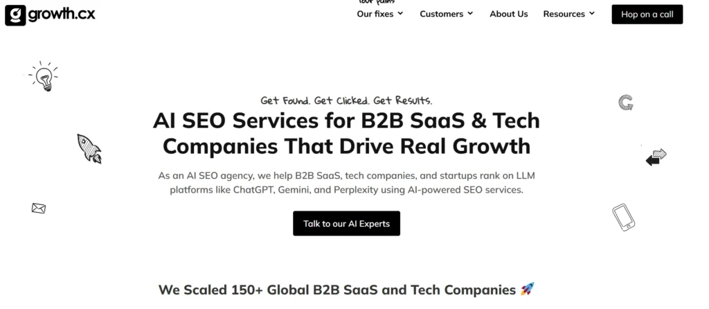 Homepage hero section showcasing an AI-first B2B SaaS marketing agency 