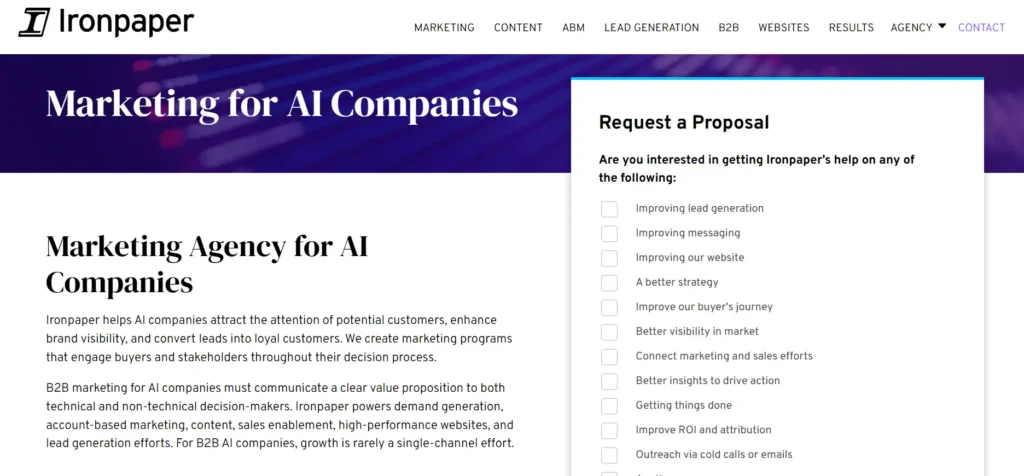 Ironpaper marketing agency page