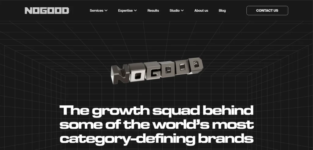 Showing NoGood Growth Marketing Agency Homepage 
