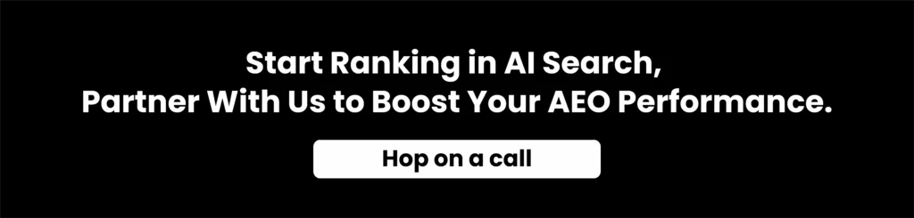 Call-to-action banner encouraging businesses to improve AEO performance with expert support