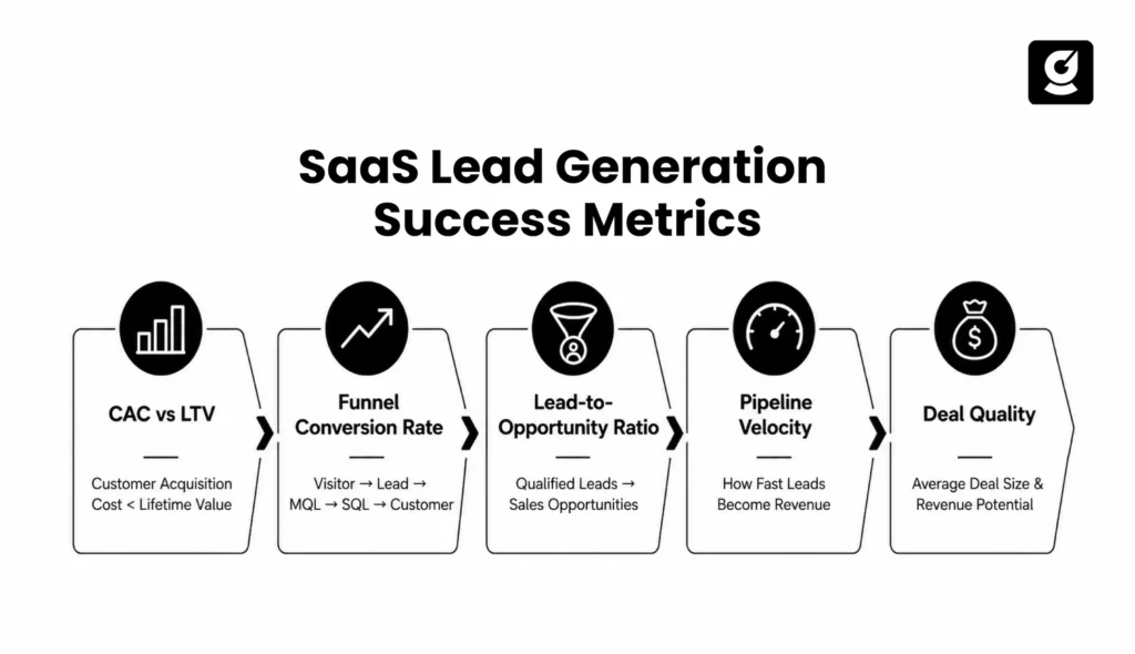  Infographic showing saas lead generation key metrics 