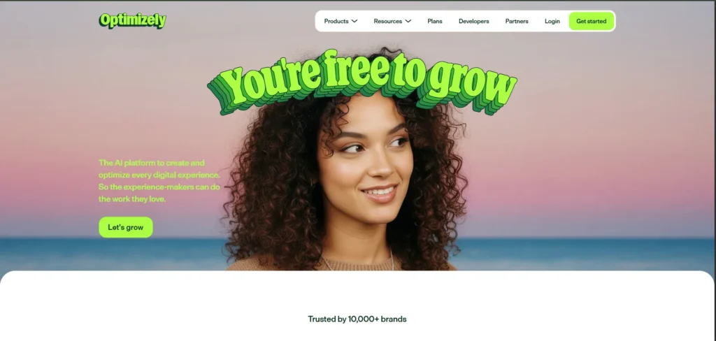 Optimizely conversion rate optimization agency website home page