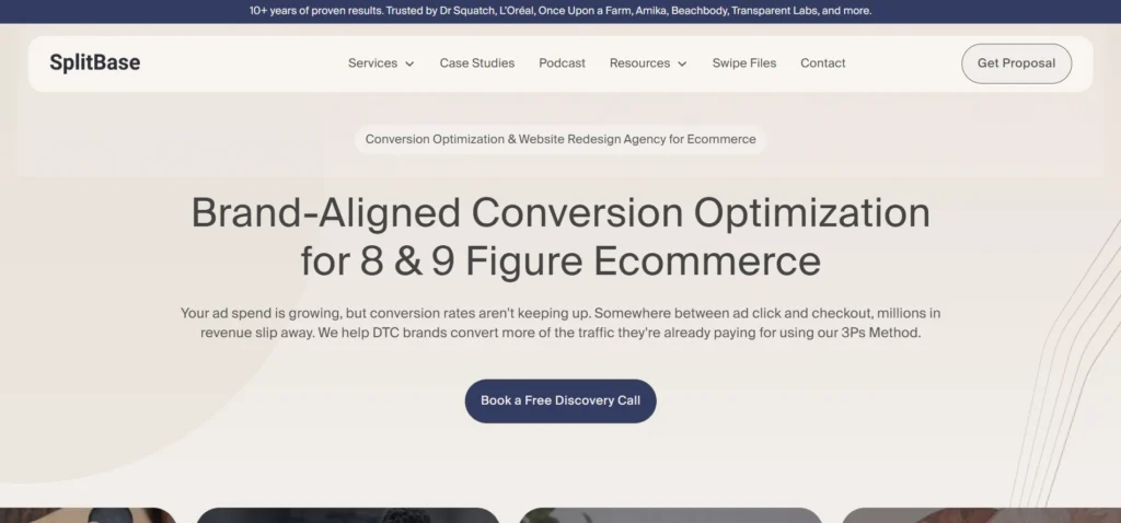 plitBase Conversion rate optimization agency website home page 