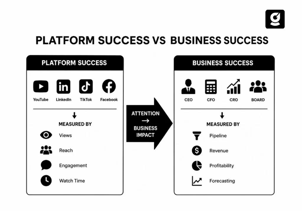 Infographic comparing platform success metrics with business success metrics.