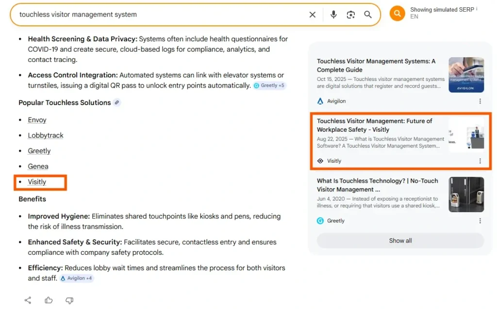 screenshot of visitly's AI visibility
