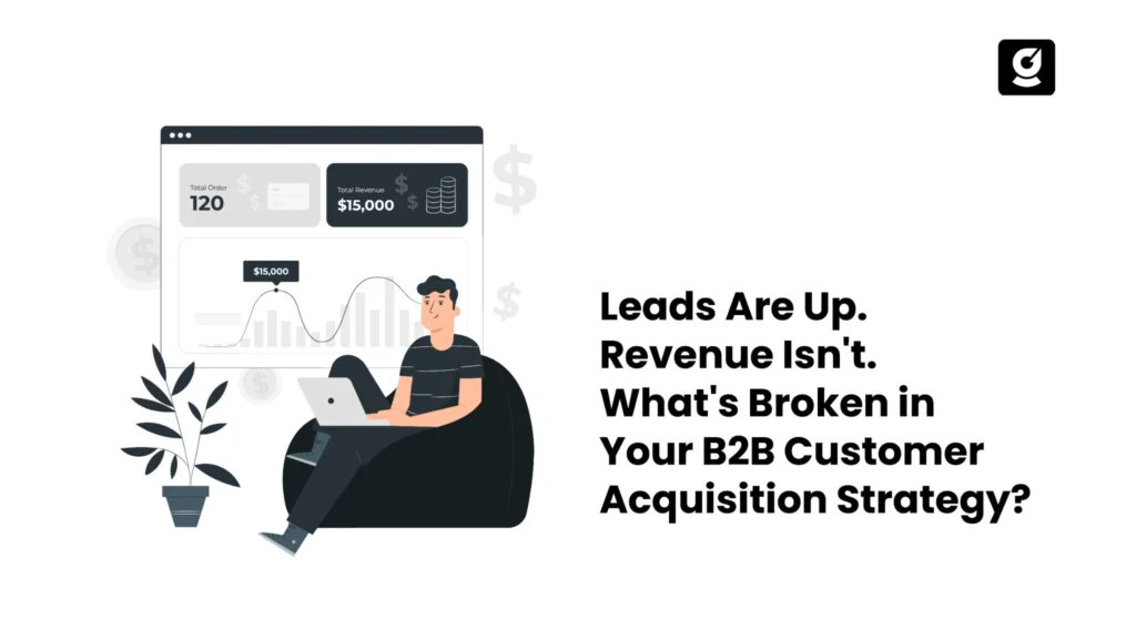 Graphic representing a B2B customer acquisition strategy that drives leads but not sales