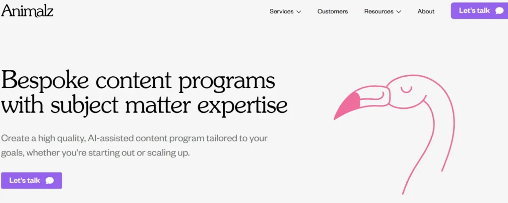 Animalz saas content marketing agency home page