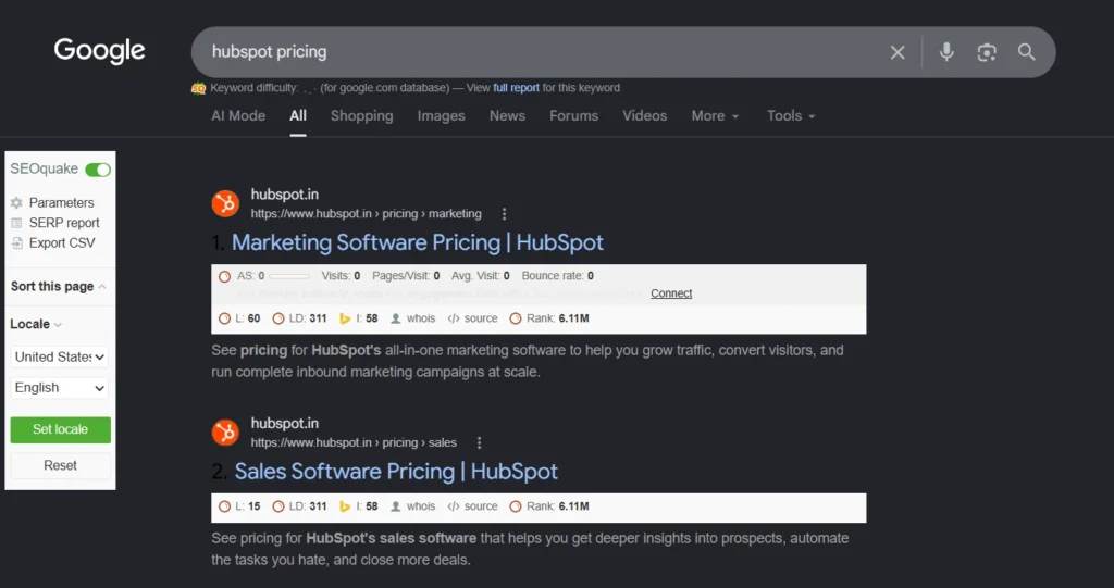 proof for search query in traditional results