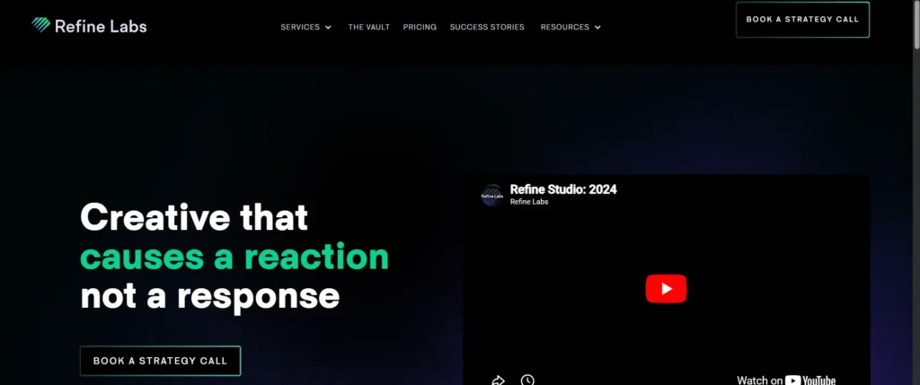 Refine Labs saas content creative service page