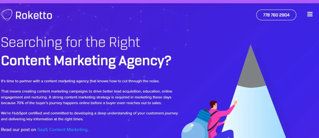 Roketto content marketing agency service Page