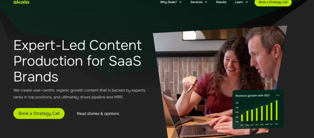 Skale saas content marketing agency Home page